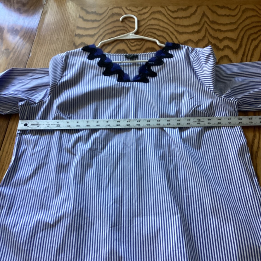 NWT Talbots Embroidered Rick Rack Trim Top Blouse Bell Sleeves XL Striped Brand - Picture 10 of 16